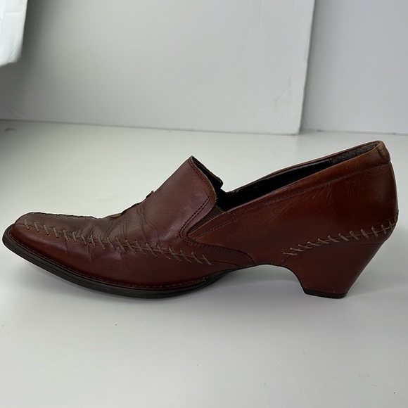 Pikolinos Women's Tan Leather Slip on Heeled Loafer Shoe - Picture 5 of 12